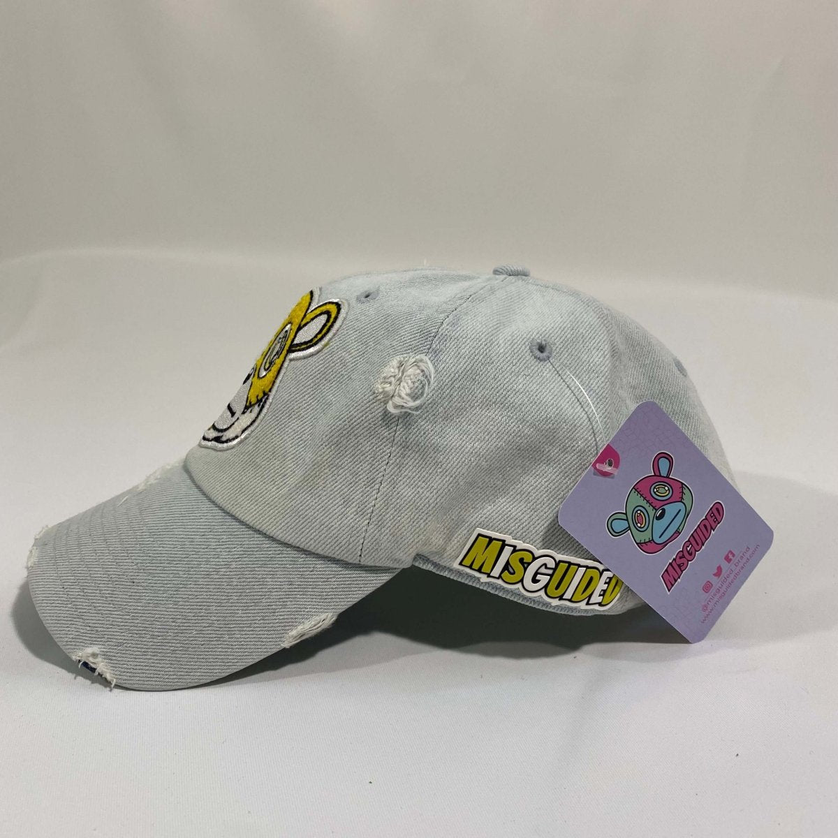 Misguided (Retro 1 Taxi) Distressed Dad Hat - Light Denim - Lucid Soles