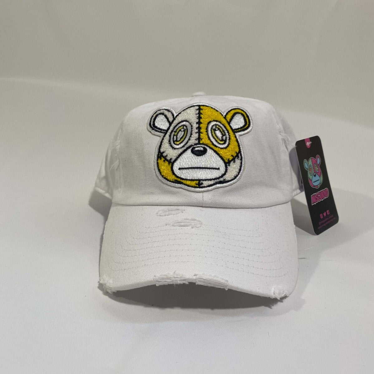 Misguided (Retro 1 Taxi) Distressed Dad Hat - White - Lucid Soles