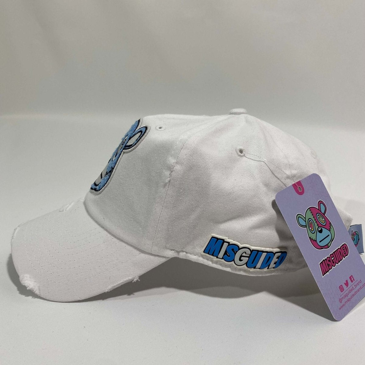 Misguided (UNC 6's) Distressed Dad Hat - White - Lucid Soles