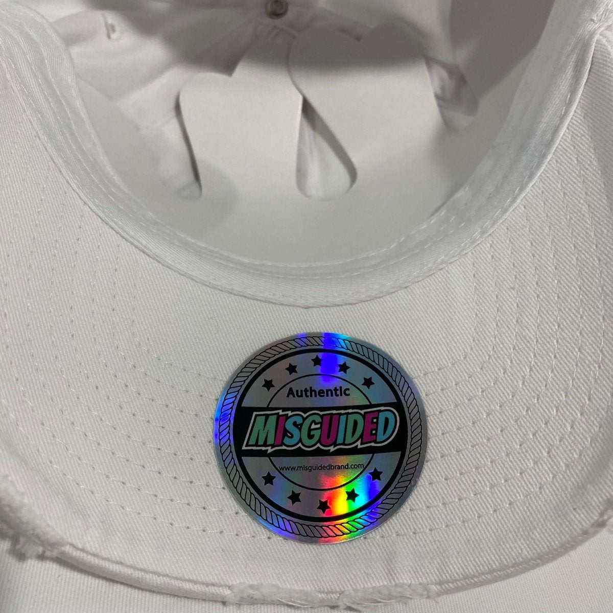 Misguided (UNC 6's) Distressed Dad Hat - White - Lucid Soles