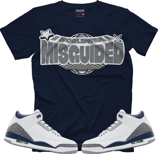 Misguided Worldwide (Air Jordan 3 White Navy) T-Shirt - Lucid Soles