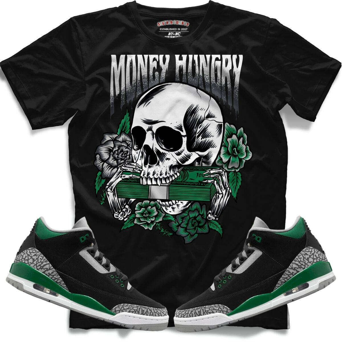 Money Hungry (Retro 3 Pine Green) T-Shirt - Lucid Soles