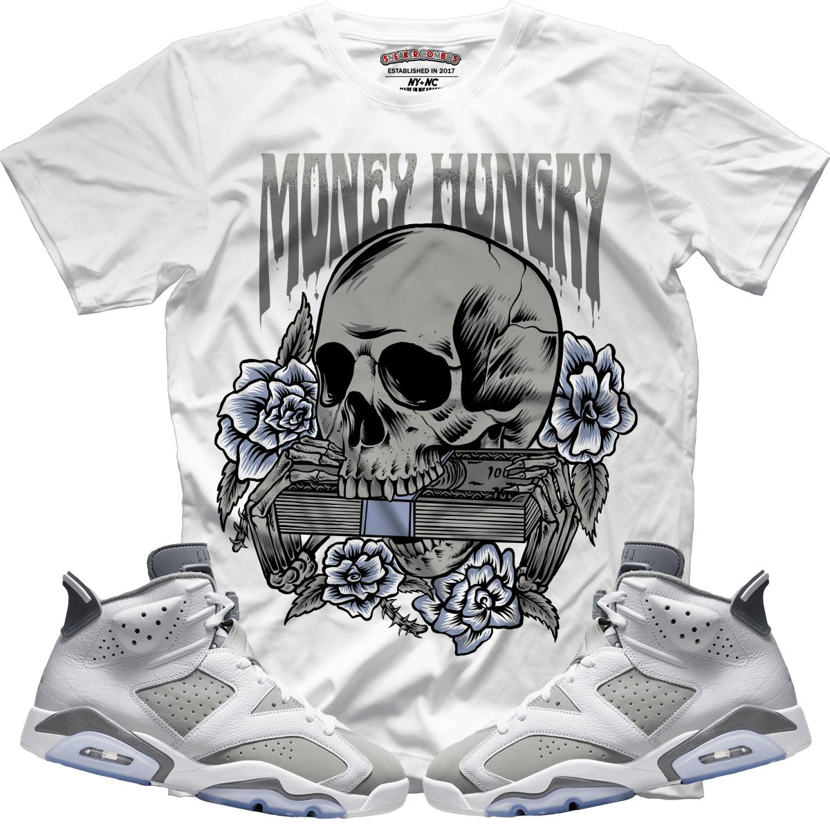 Money Hungry (Retro 6 Cool Grey) T-Shirt - Lucid Soles