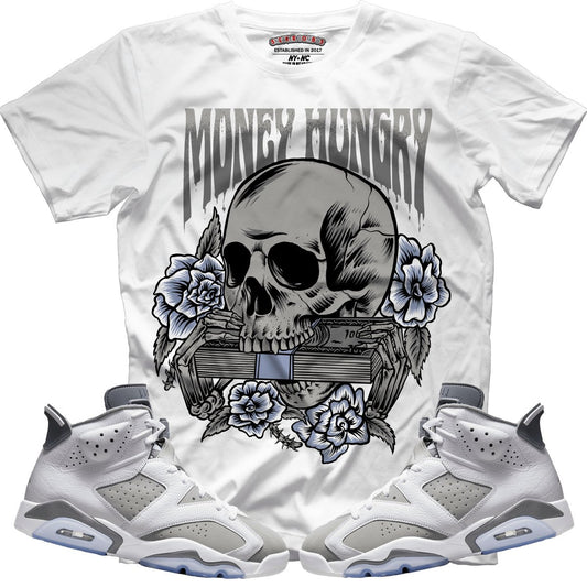 Money Hungry (Retro 6 Cool Grey) T-Shirt - Lucid Soles