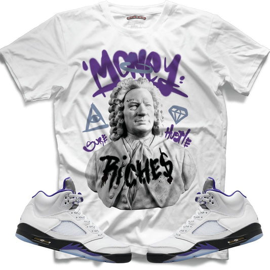 Money Man (Retro 5 Concord) T-Shirt - White - Lucid Soles