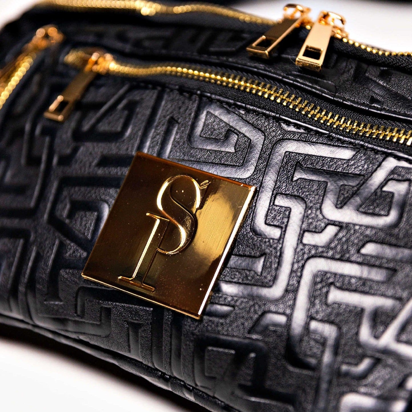 Black Monogram Leather Crossbody Bag - Lucid Soles