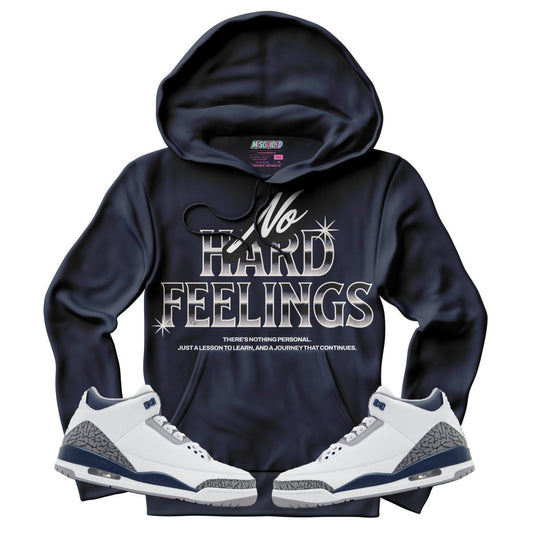 No Hard Feelings (Air Jordan 3 White Navy) Hoodie - Lucid Soles