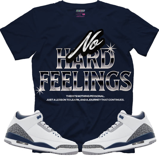 No Hard Feelings (Air Jordan 3 White Navy) T-Shirt - Lucid Soles