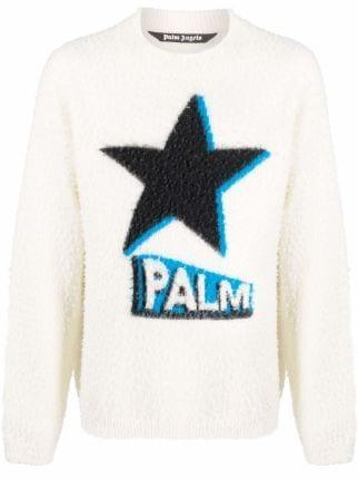 Palm Angels Rockstar knitted jumper white - Lucid Soles