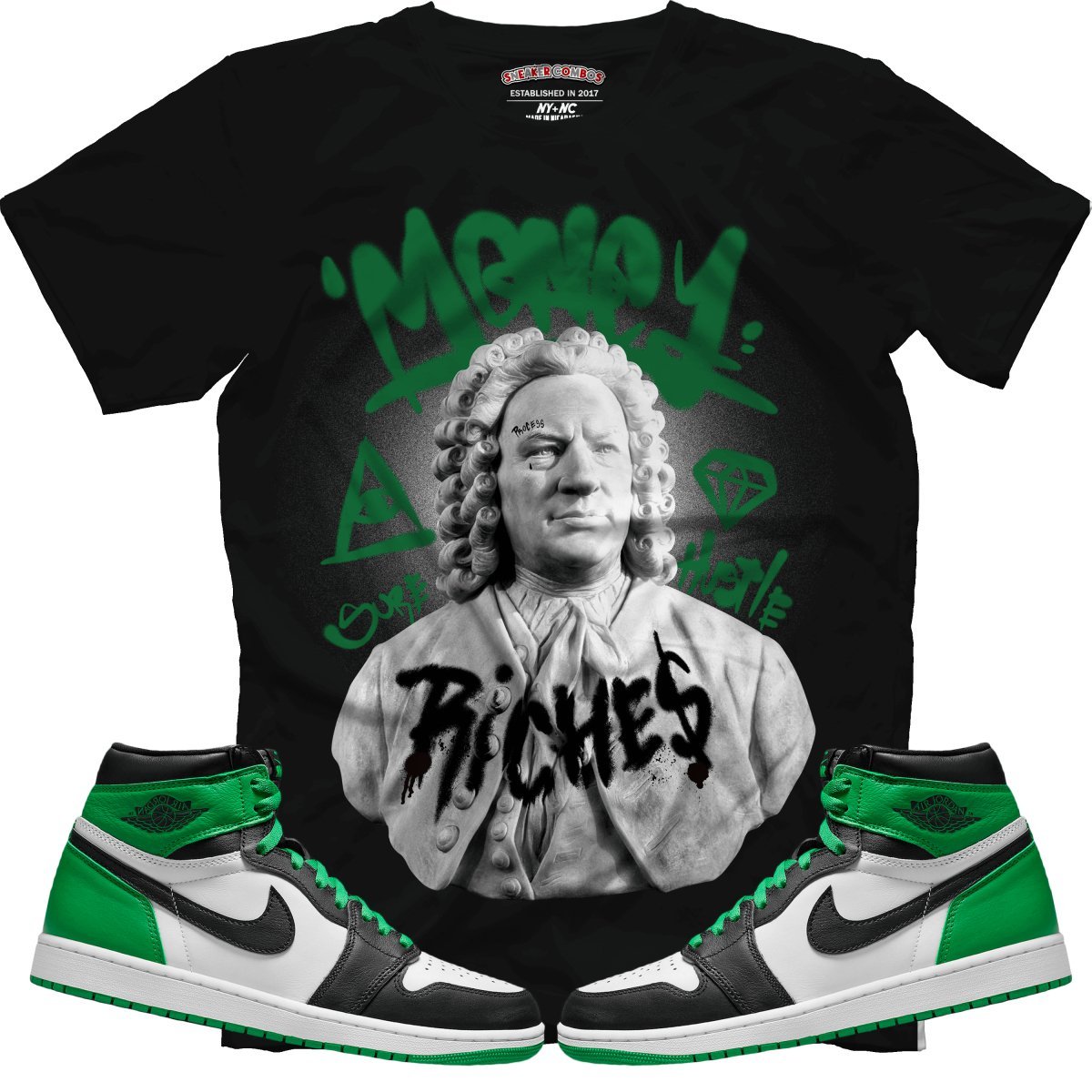 Riches (Air Jordan 1 Lucky Green) T-Shirt - Lucid Soles