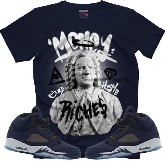 Riches (Air Jordan 5 Midnight Navy) T-Shirt - Lucid Soles