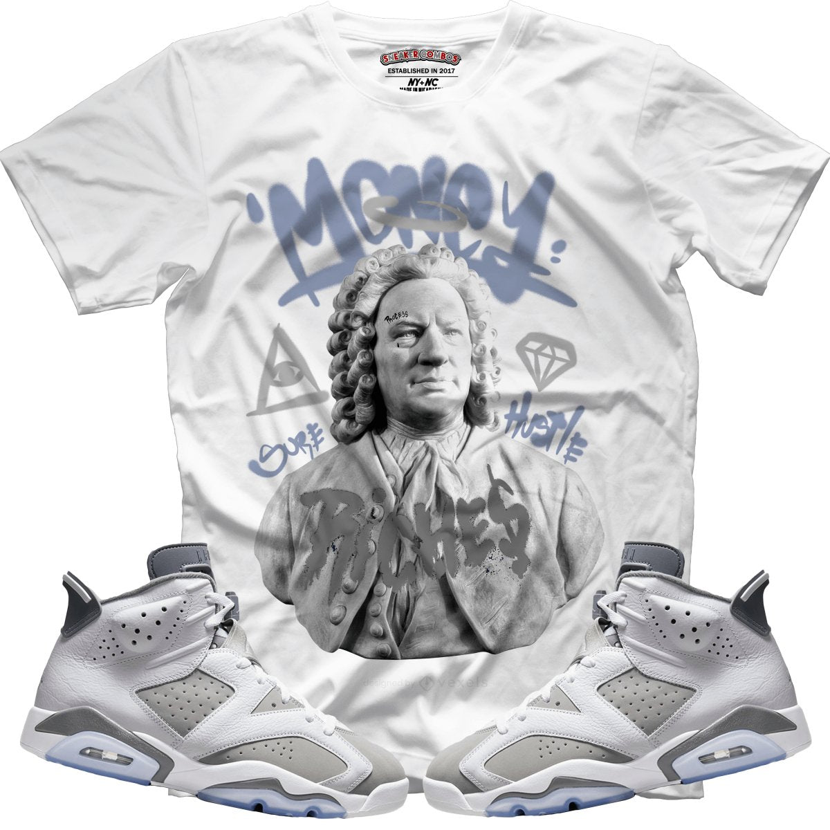 Riches (Retro 6 Cool Grey) T-Shirt - Lucid Soles