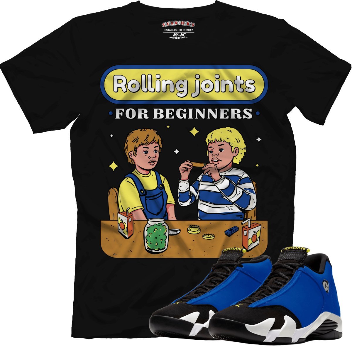 Rolling Joints For Beginners (Retro 14 Laney) T-Shirt - Lucid Soles