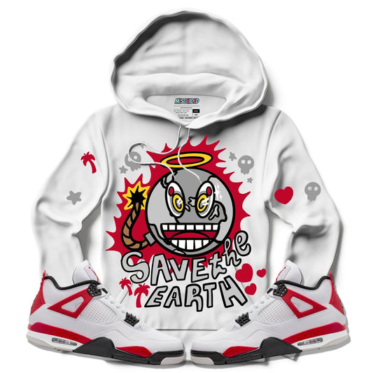 Save The Earth (Air Jordan 4 Red Cement) Hoodie - Lucid Soles