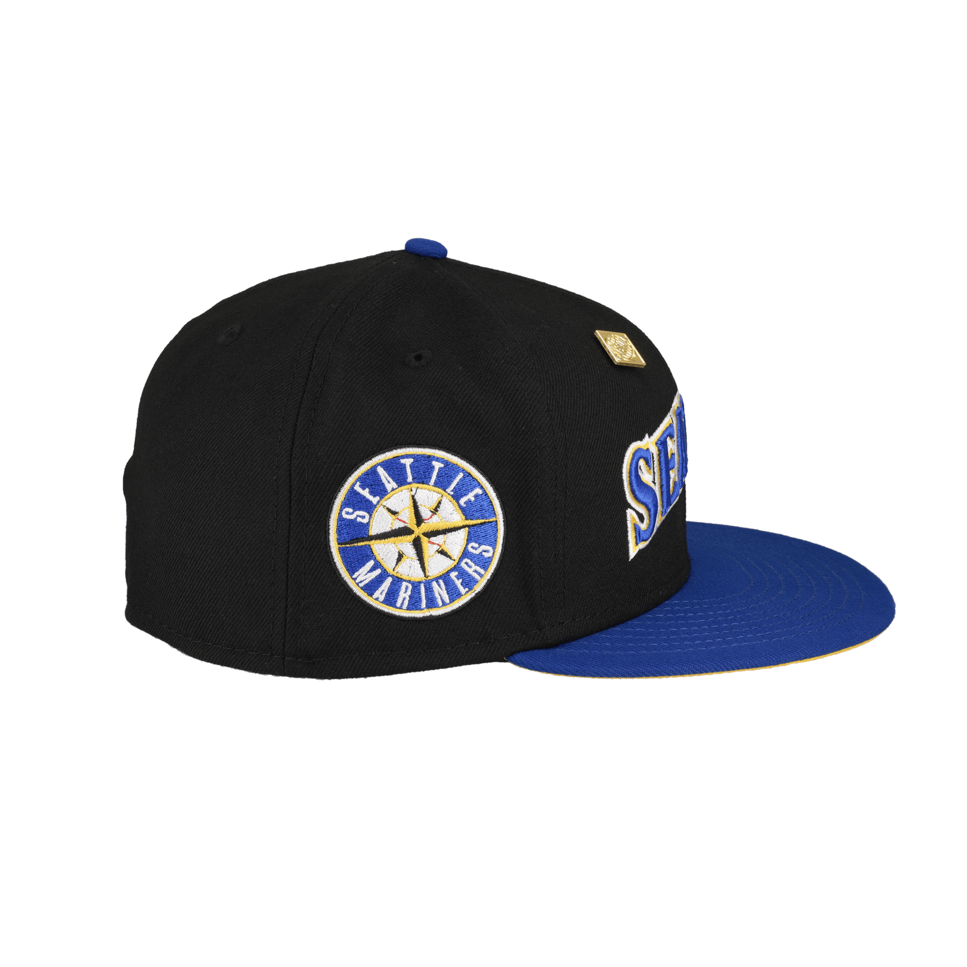Seattle Mariners Script compass Logo Black New Era 59Fifty Fitted Hat - Lucid Soles