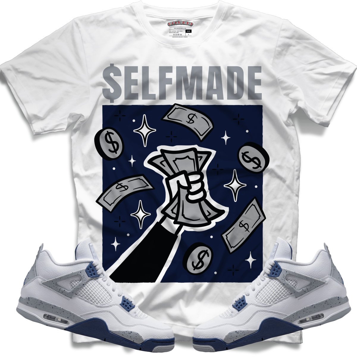Self Made (Retro 4 Midnight Navy) T-Shirt - Lucid Soles