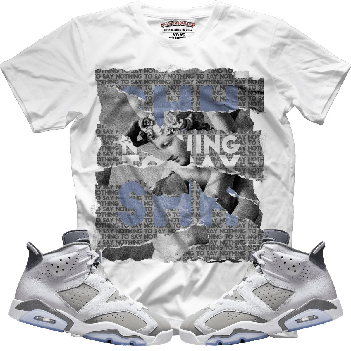 SHH Nothing To Say (Retro 6 Cool Grey) T-Shirt - Lucid Soles