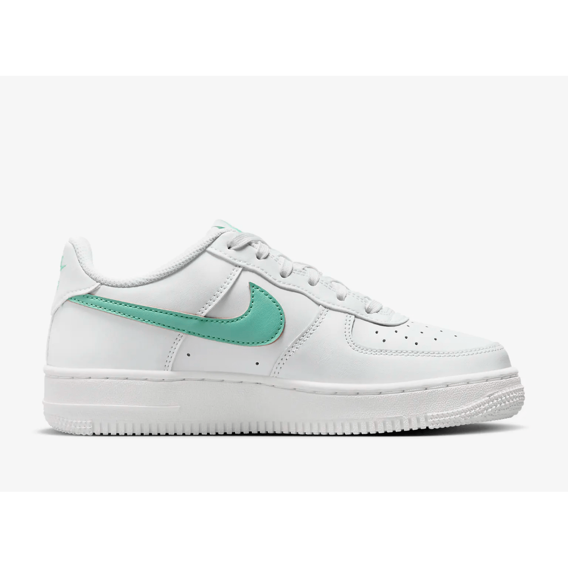 Nike Air Force 1 Big Kids' Shoes Summit White/Emerald Rise (GS) - Lucid Soles
