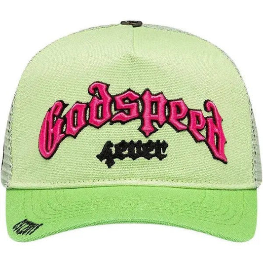 Godspeed Forever Trucker Hat (Lime/Pink) - Lucid Soles