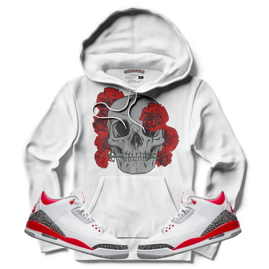 Skull Carnation (Retro 3 Fire Red) Hoodie - Lucid Soles