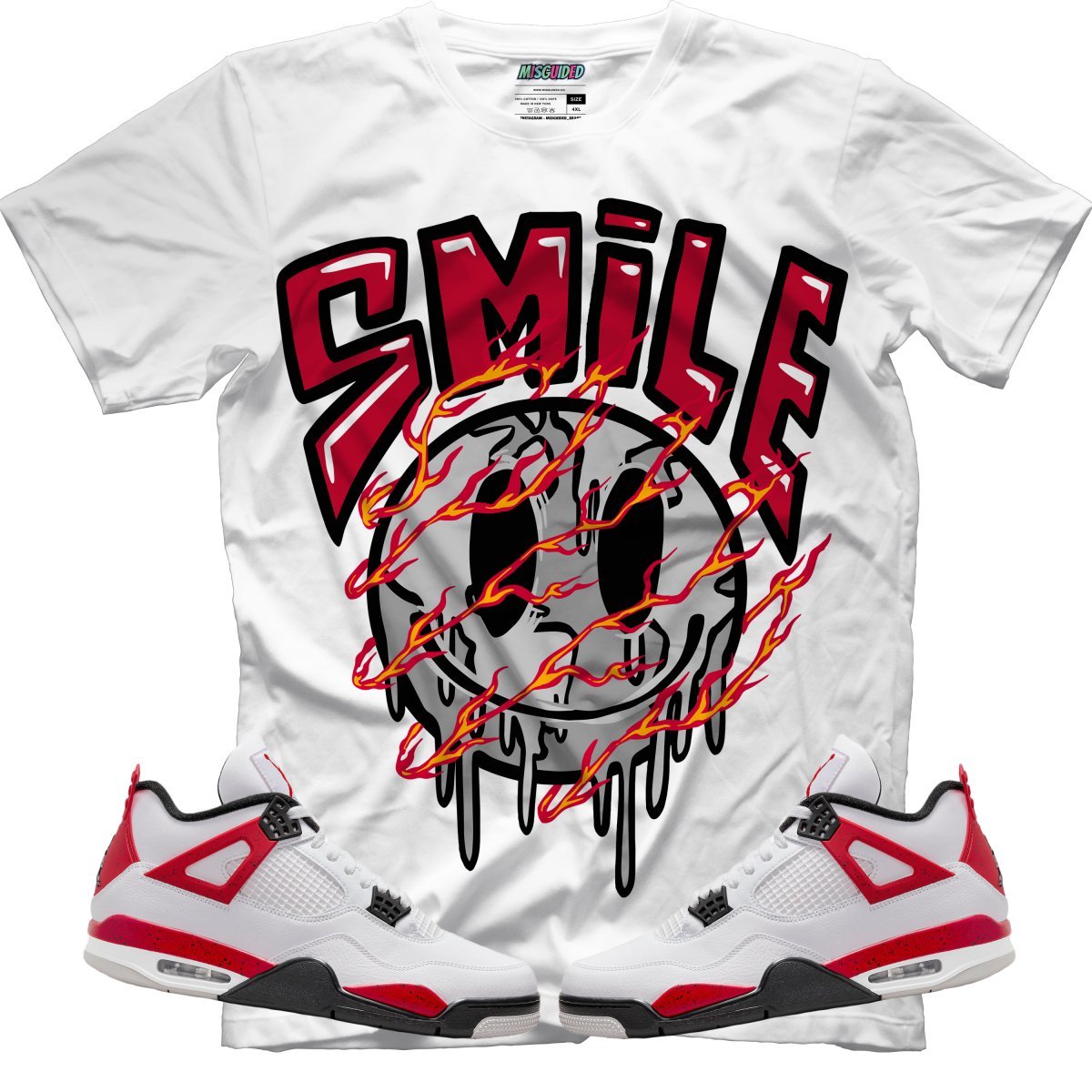 Smile (Air Jordan 4 Red Cement) T-Shirt - Lucid Soles