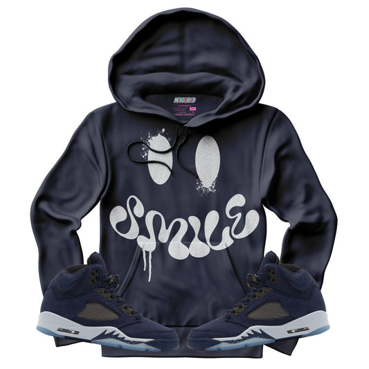 Smile (Air Jordan 5 Midnight Navy) Hoodie - Lucid Soles