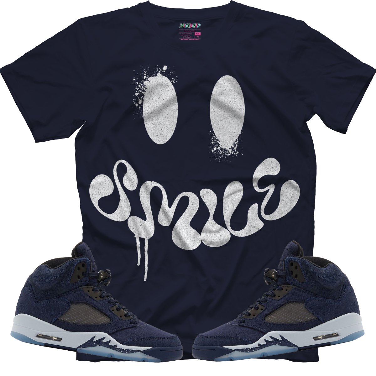 Smile (Air Jordan 5 Midnight Navy) T-Shirt - Lucid Soles