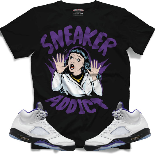 Sneaker Addict (Retro 5 Concord) T-Shirt - Black - Lucid Soles