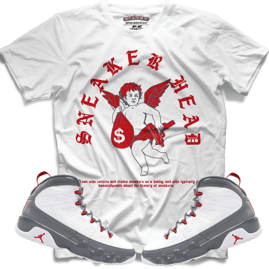 Sneaker Head (Retro 9 Fire Red) T-Shirt - Lucid Soles