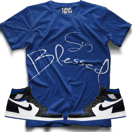Stay Blessed (Royal Toe Retro 1's) T-Shirt - Lucid Soles