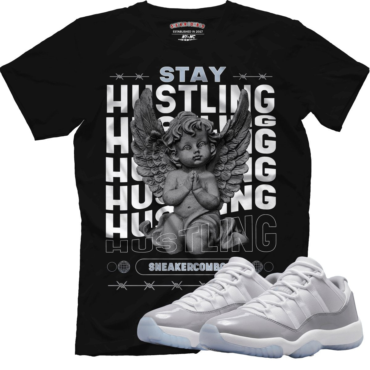 Stay Hustling (Air Jordan 11 Cement Grey) T-Shirt - Lucid Soles