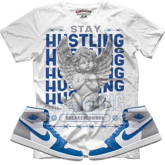 Stay Hustling (Retro 1 True Blue) T-Shirt - Lucid Soles