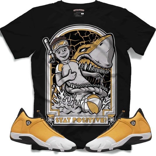 Stay Positive (Retro 14 Ginger) T-Shirt - Black - Lucid Soles