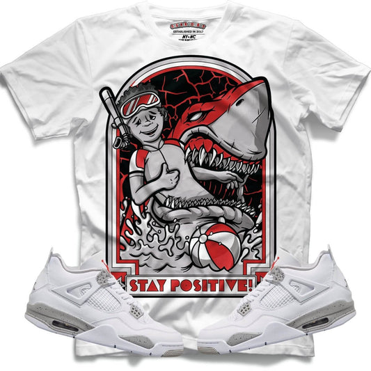 Stay Positive (Retro 4 White Oreo) T-Shirt - Lucid Soles