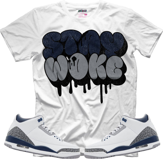 Stay Woke (Air Jordan 3 White Navy) T-Shirt - Lucid Soles