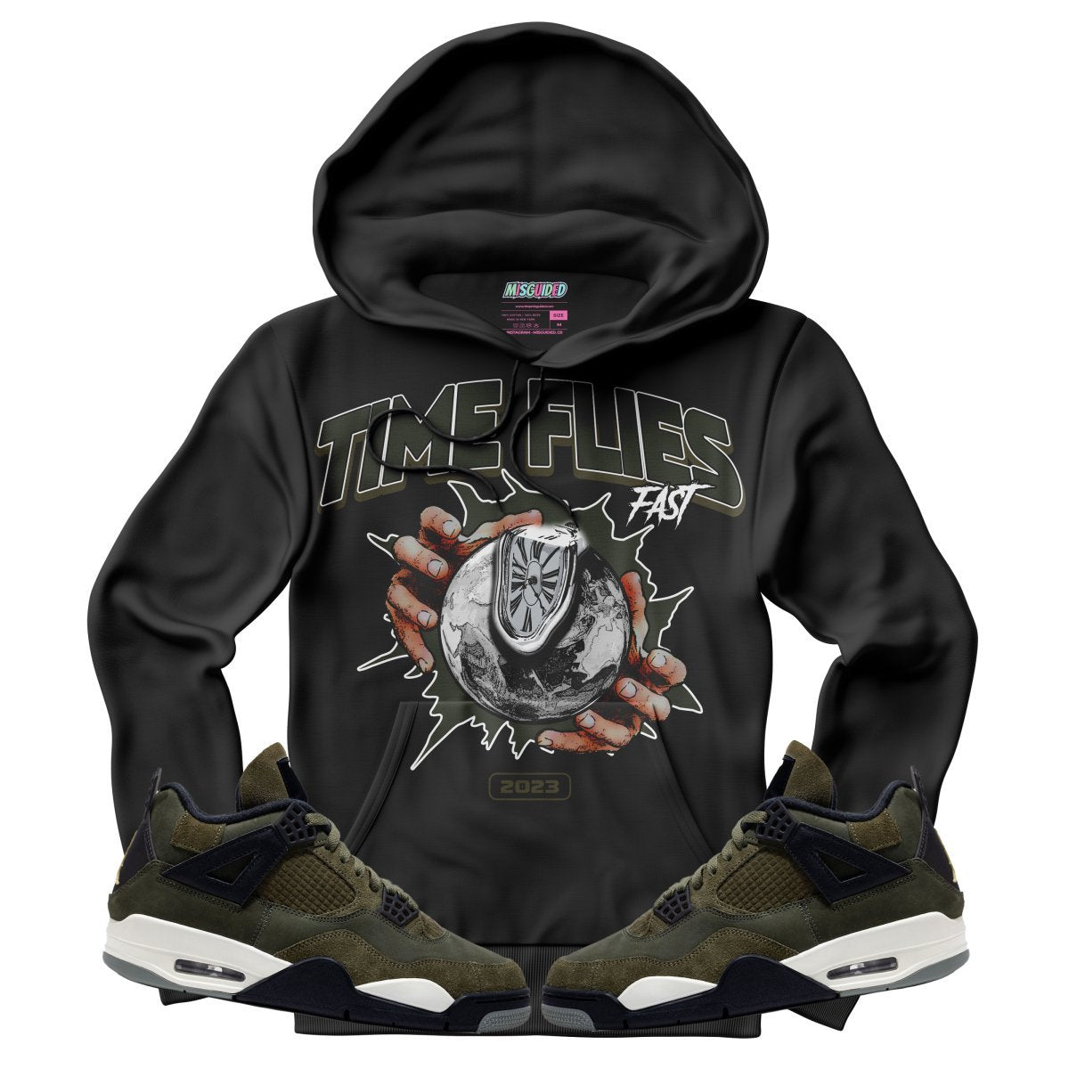Time Flies (Air Jordan 4 Craft "Olive") Hoodie - Lucid Soles
