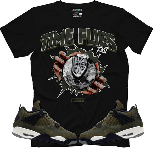 Time Flies (Air Jordan 4 Craft "Olive") T-Shirt - Lucid Soles