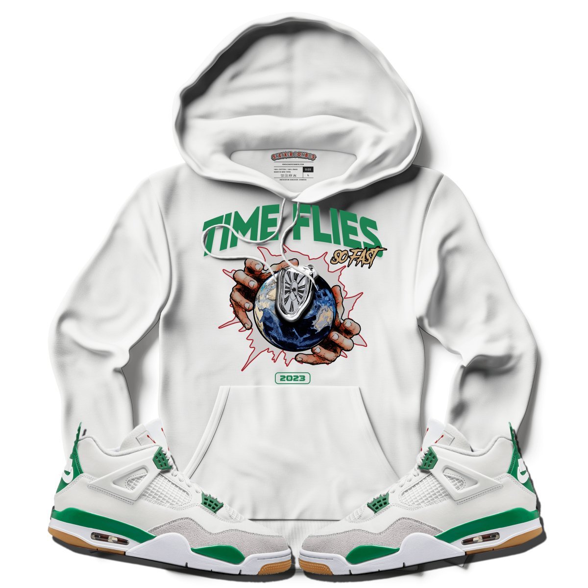 Time Flies (NIKE SB X AIR JORDAN 4 PINE GREEN) Hoodie - Lucid Soles
