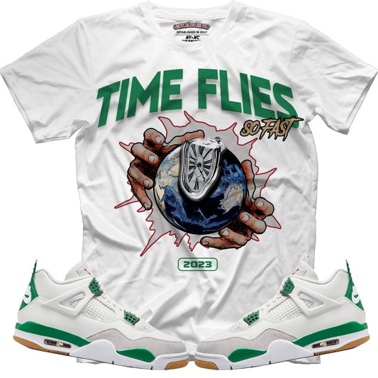 Time Flies (NIKE SB X AIR JORDAN 4 PINE GREEN) T-Shirt - Lucid Soles
