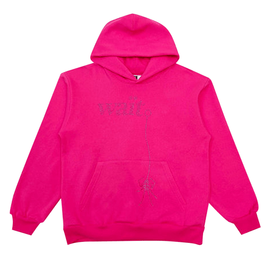 Sp5der Wait Stone Rhinestone Hoodie (Pink) - Lucid Soles
