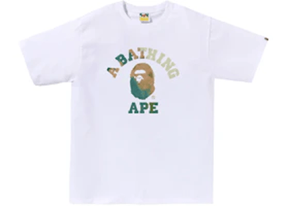 BAPE Tie Dye College Tee (White/Beige) - Lucid Soles