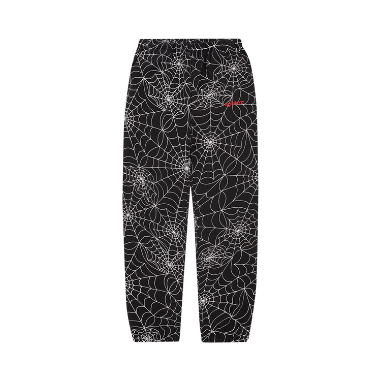 Sp5der Embroidered AOP Sweatpants (Black) - Lucid Soles
