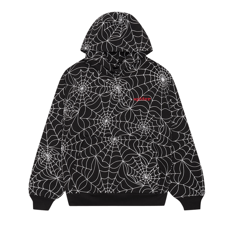 Sp5der Embroidered AOP Hoodie (Black) - Lucid Soles