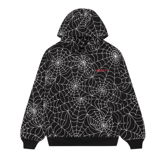 Sp5der Embroidered AOP Hoodie (Black) - Lucid Soles