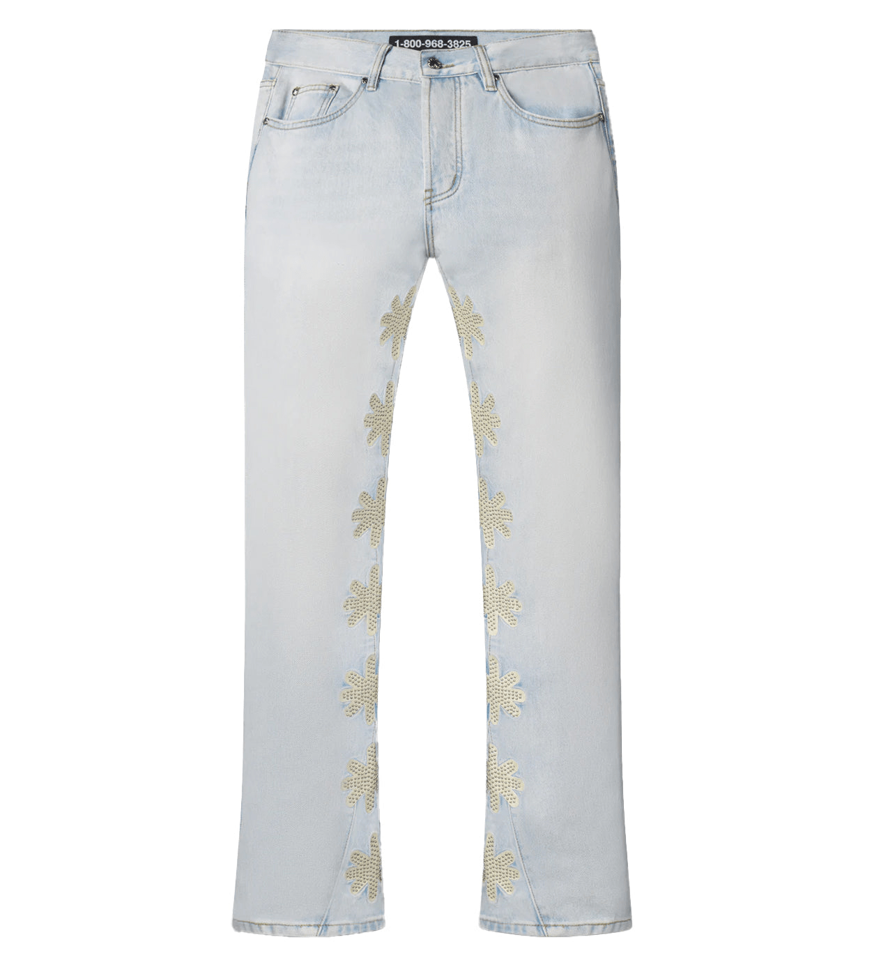 LostShdws Studded Sun Logo Denim Pant (Blue/Bone) - Lucid Soles