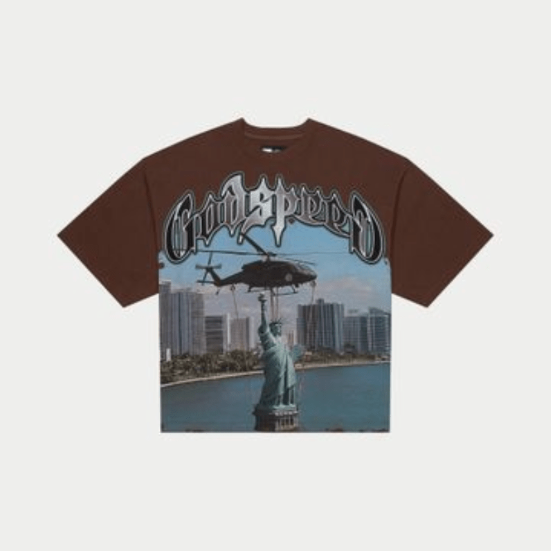 Godspeed JFK to MIA Tee (Mocha Wash) - Lucid Soles