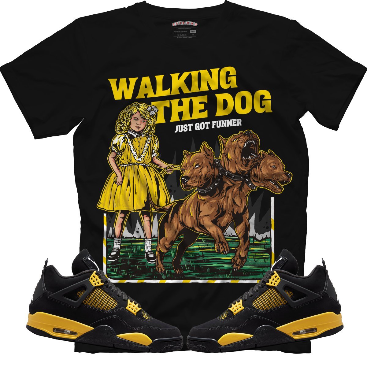 Walking The Dog (Air Jordan 4 Thunder) T-Shirt - Lucid Soles