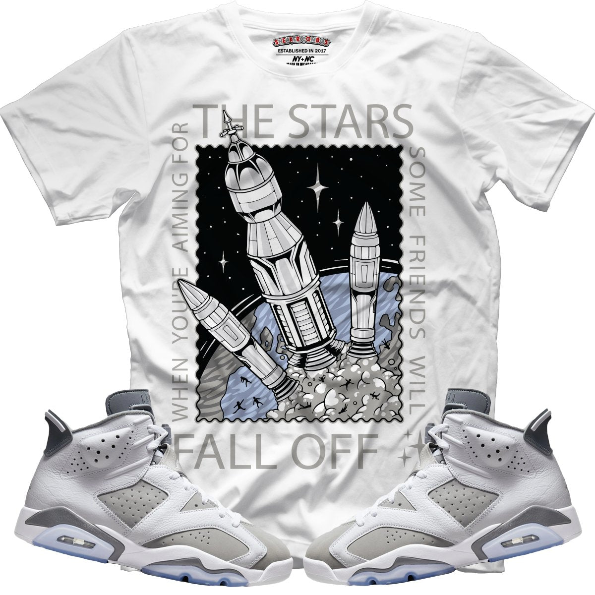 When Aiming For The Stars (Retro 6 Cool Grey) T-Shirt - Lucid Soles