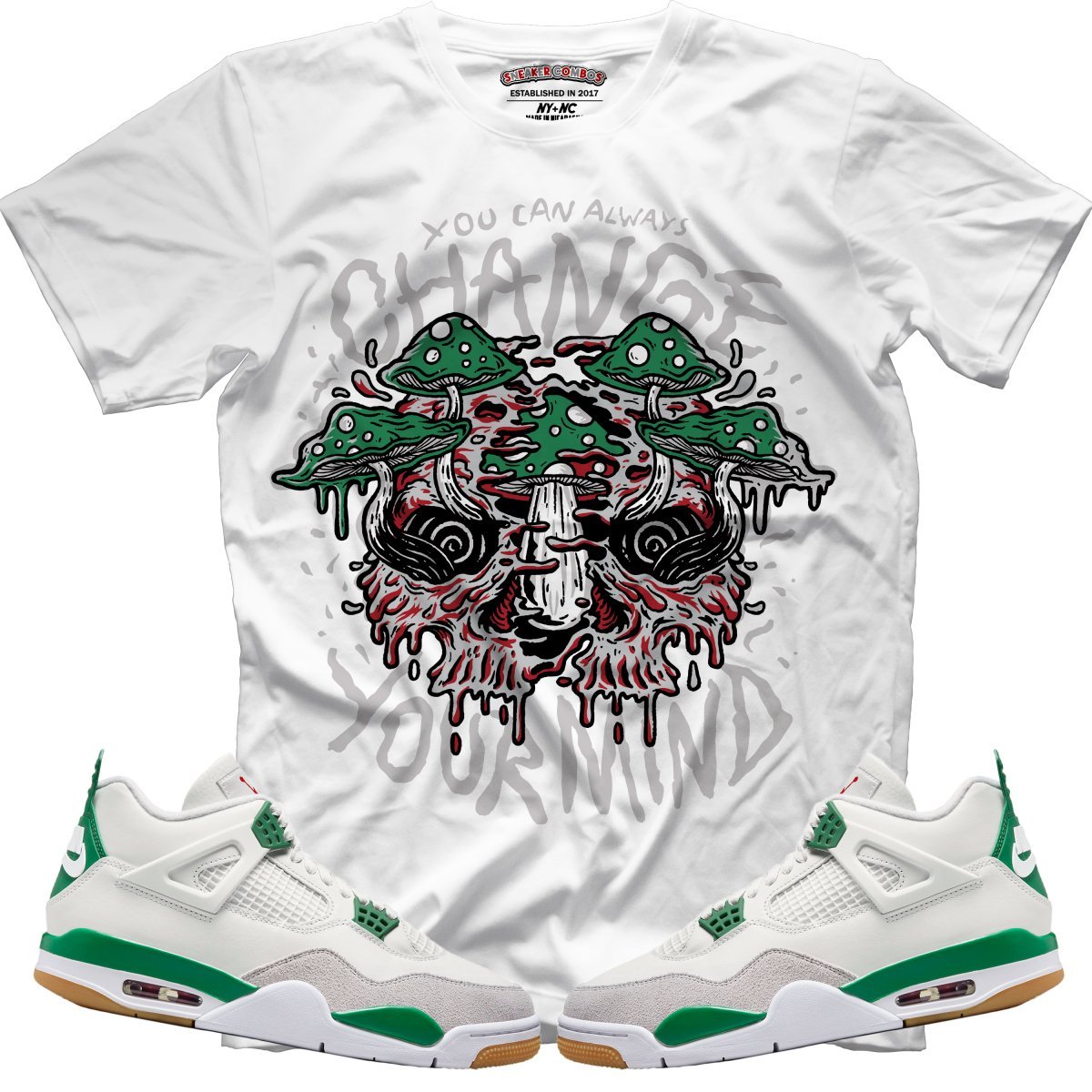 You Can Always Change (NIKE SB X AIR JORDAN 4 PINE GREEN) T-Shirt - Lucid Soles