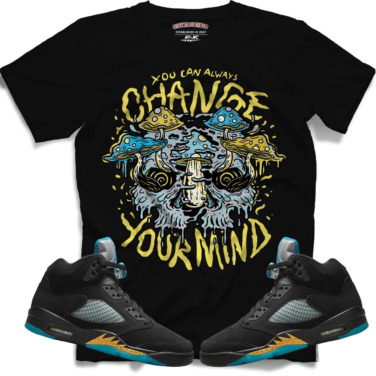 You Can Always Change Your Mind (Retro 5 Aqua) T-Shirt - Lucid Soles